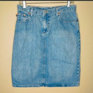 Polo Ralph Lauren Vintage Blue Denim “Knee Skirt” in Size 4